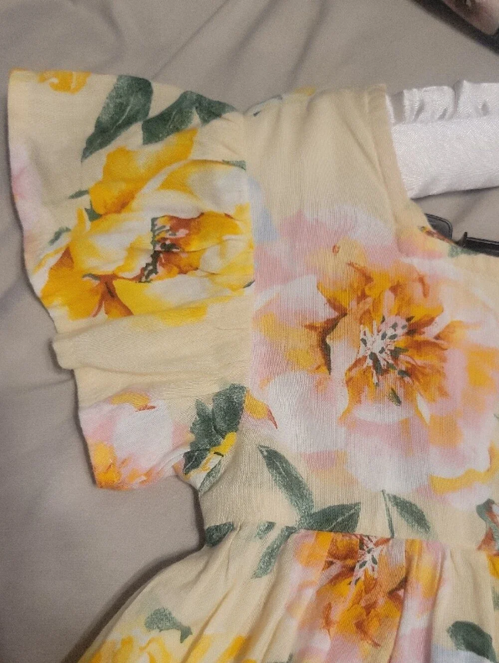 Pretty Old Navy Girls Yellow Floral Button-Front Top